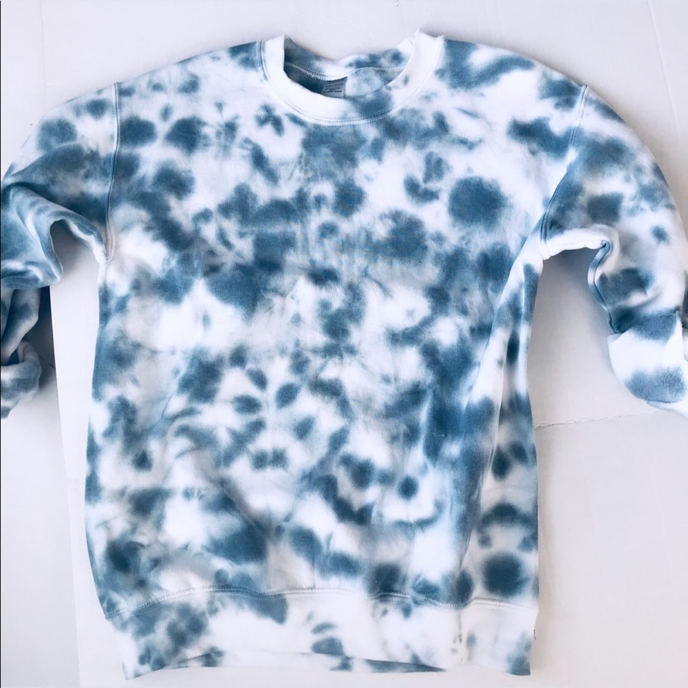 Custom Tie Dye Grey Blue Crewneck NEW - Picture 8 of 13